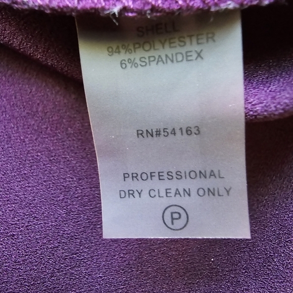 Calvin Klein Purple Sheath Dress Three-Quarter Ruffle Sleeve Boat Neck Sz. 10 - Picture 12 of 12